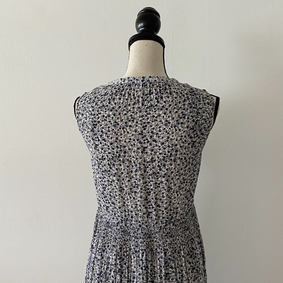 James Perse Floral Pleated Midi Dress In Pearl 0 - Picture 5 of 12